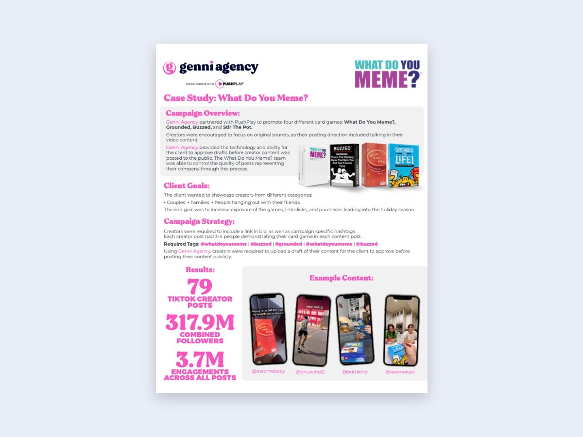 Genni Agency influencer campaign case study