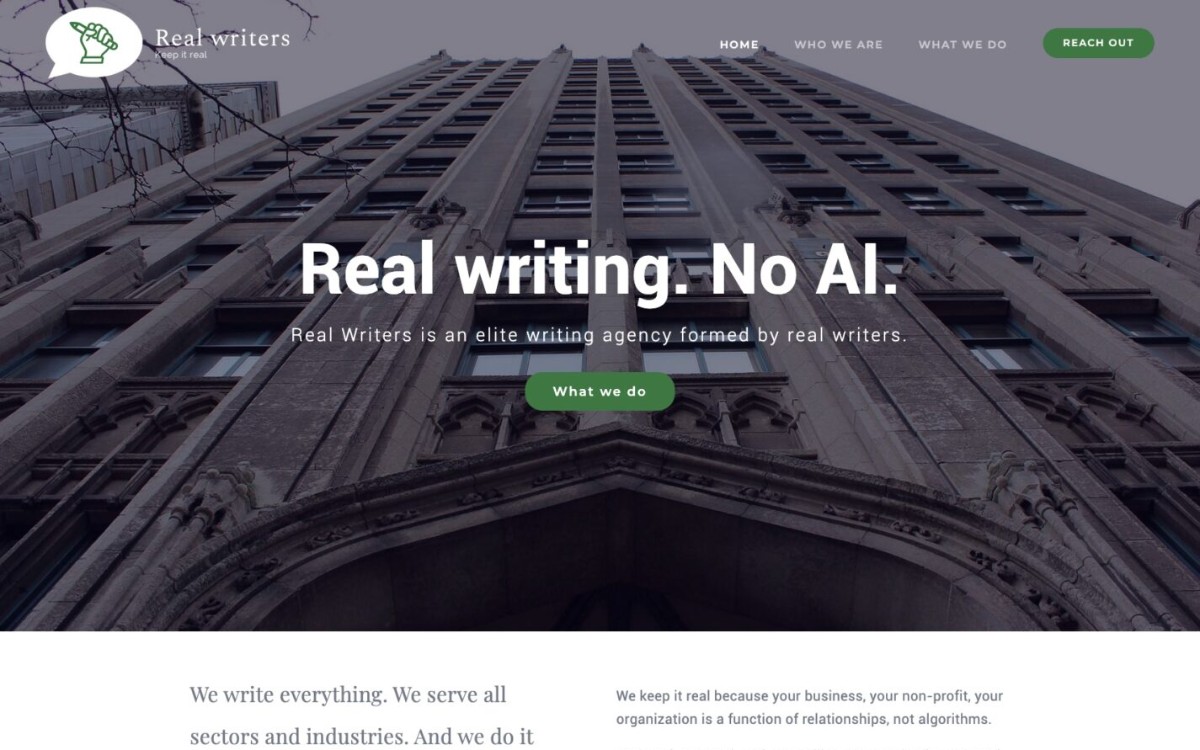Real Writers website